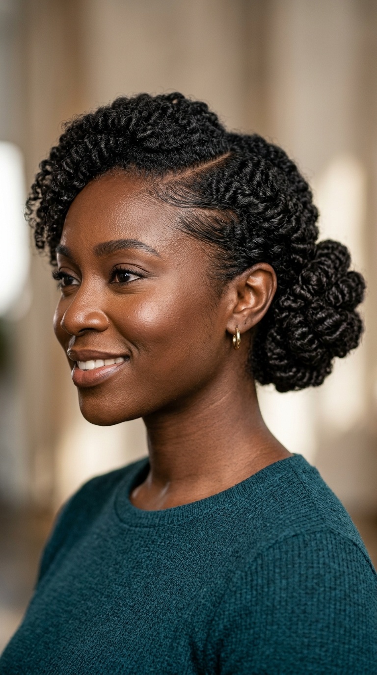 S-Curved Side Part Bun