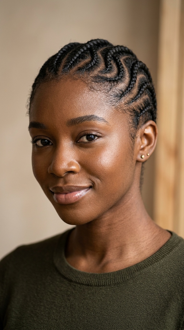 S-Shaped Swirl Cornrows
