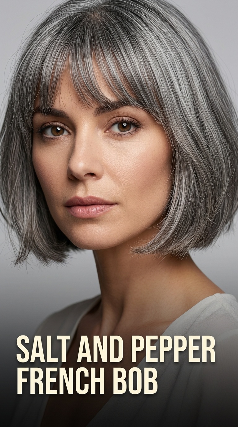 Salt and Pepper French Bob