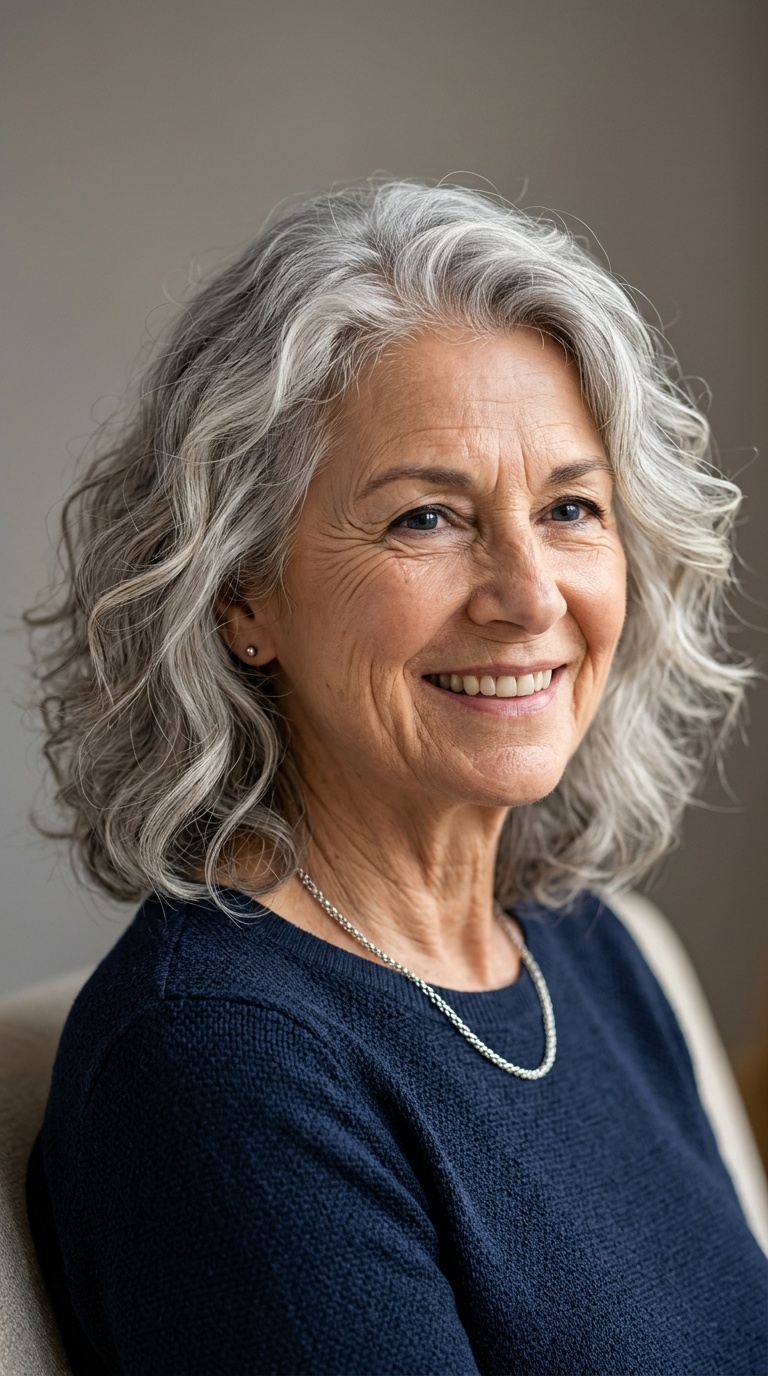 Salt and Pepper Shoulder-Length Waves