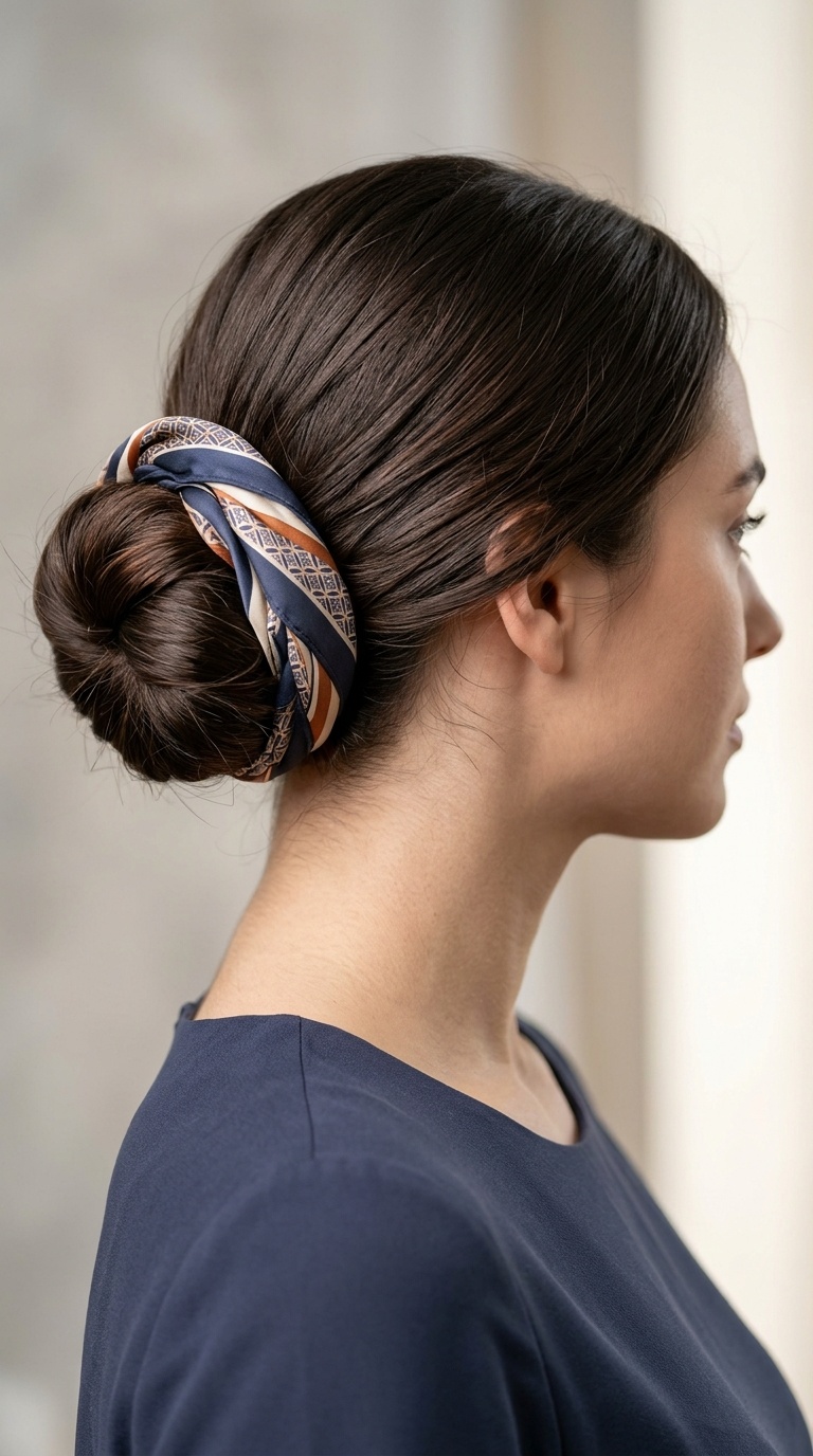 Scarf-Wrapped Bun