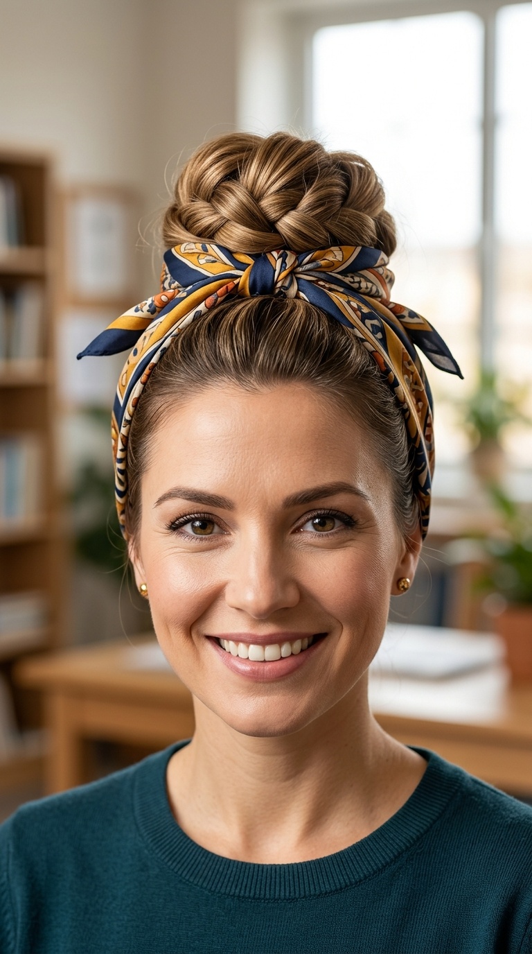 Scarf-Wrapped Bun