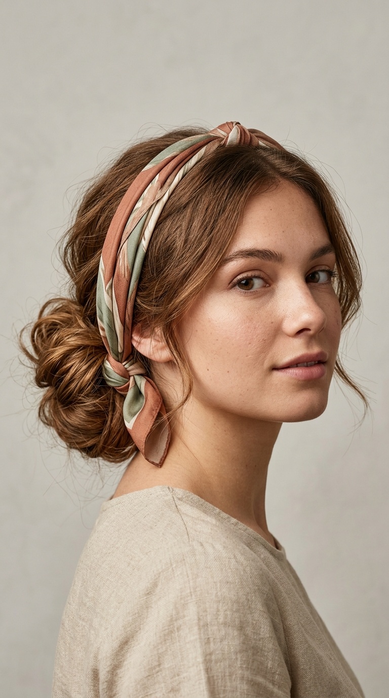 Scarf-Wrapped Bun