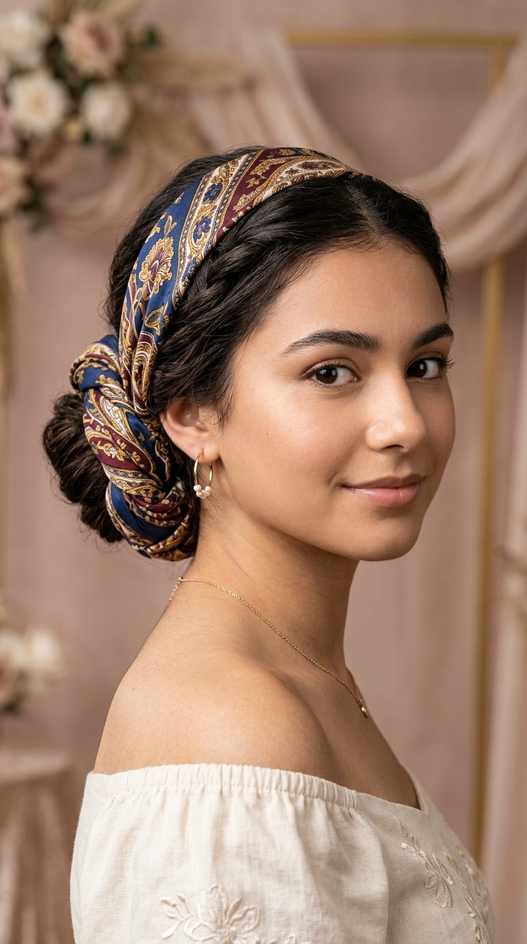 Scarf-Wrapped Chignon