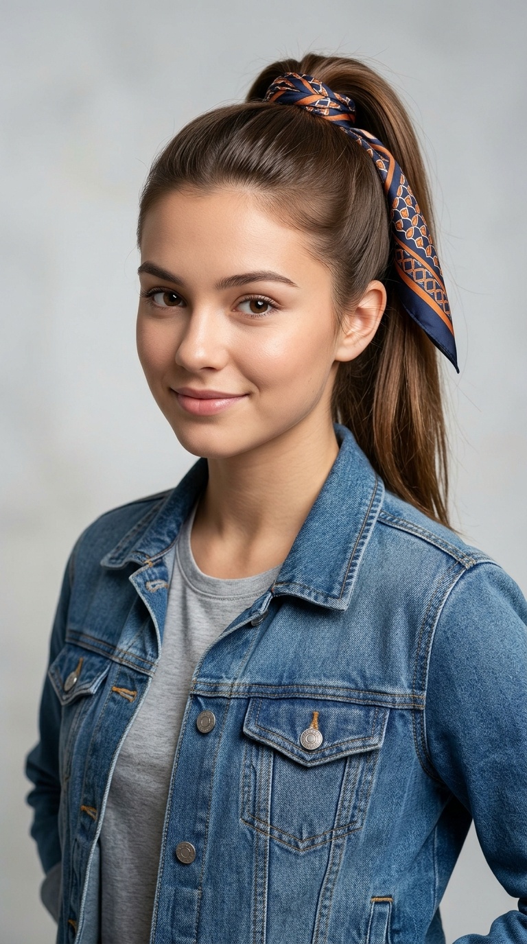 Scarf-Wrapped Ponytail