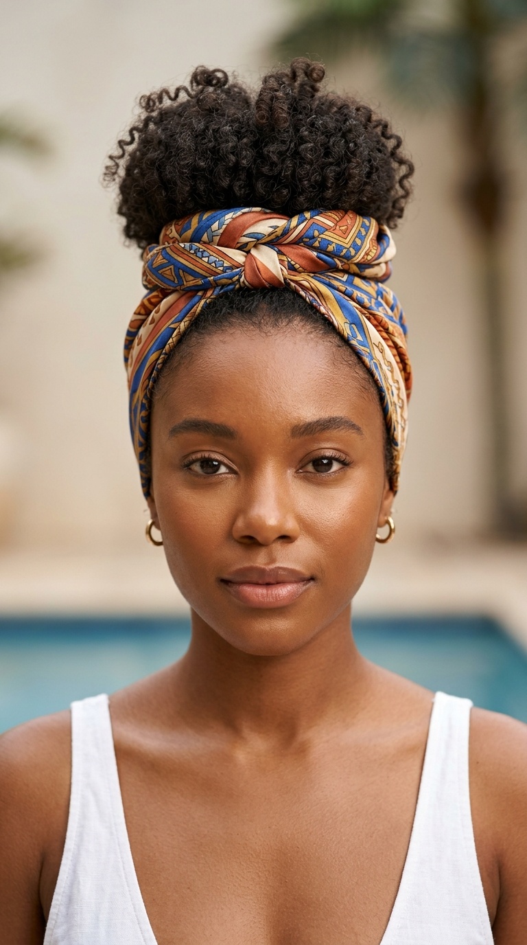 Scarf-Wrapped Top Knot