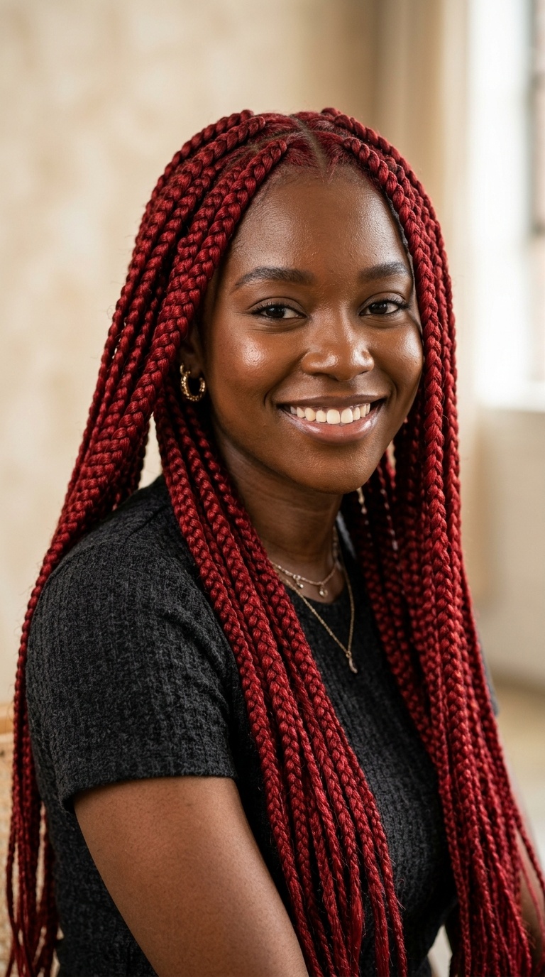 Scarlet Red Jumbo Box Braids
