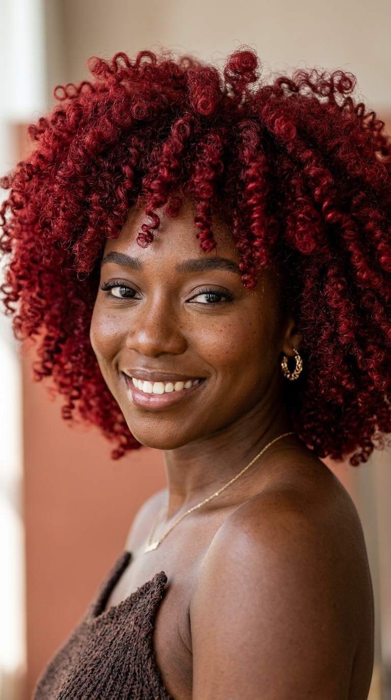 Scarlet Red Voluminous Curls