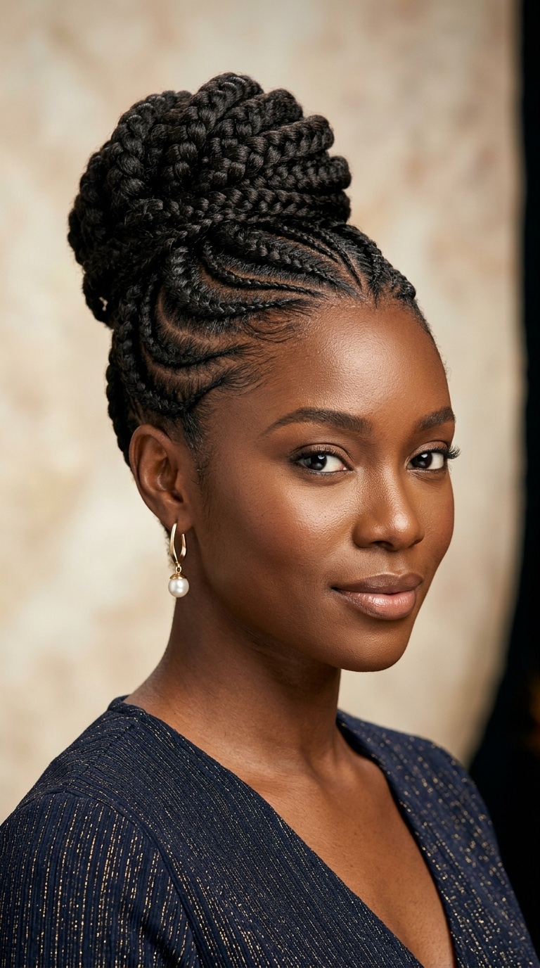 Sculpted Cornrow Updo