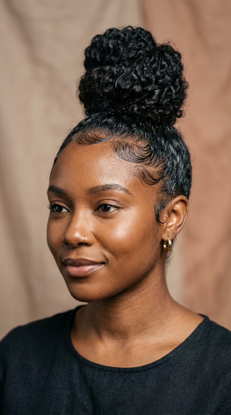 Sculpted Top Knot with Laid Edges