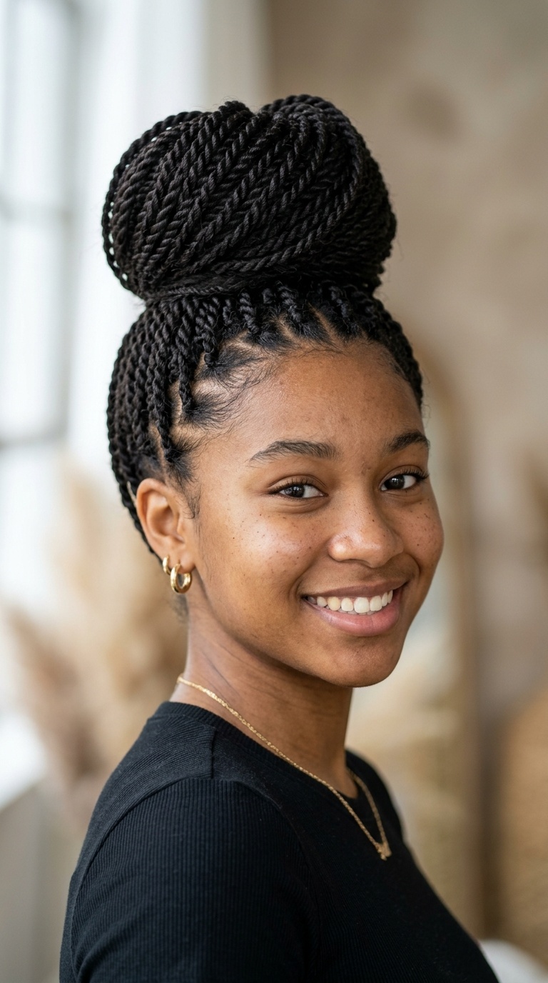 Senegalese Twists High Bun