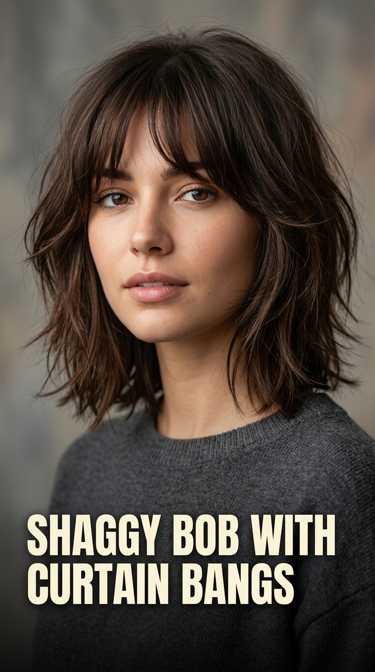 Shaggy Bob with Curtain Bangs