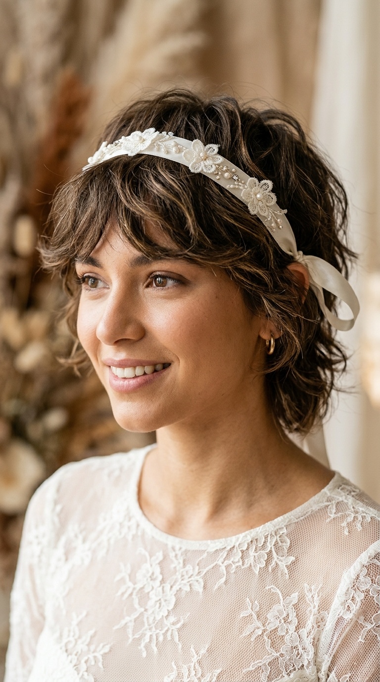 Shaggy Cut with a Boho Ribbon Headpiece