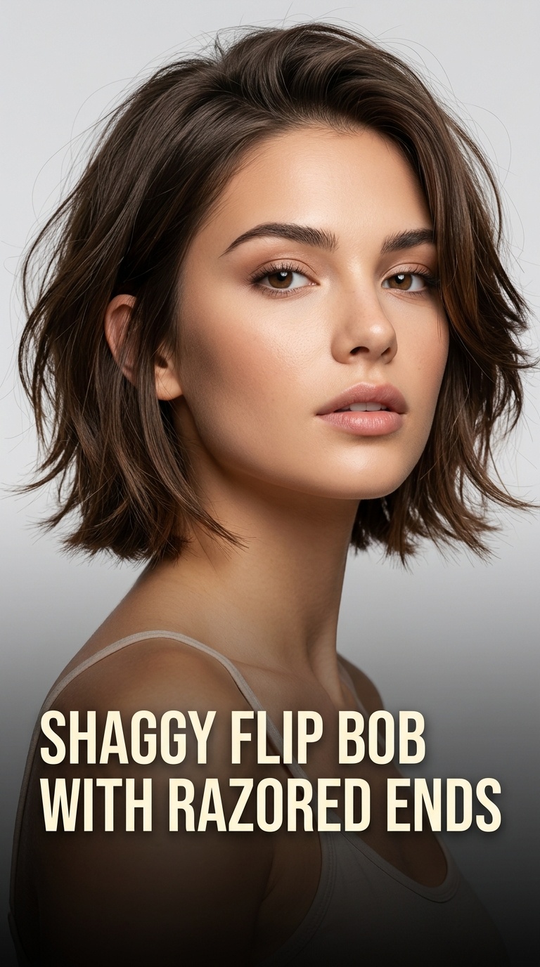 Shaggy Flip Bob with Razored Ends