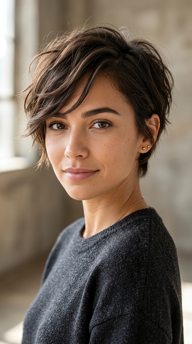 Shaggy Pixie with Layered Side Fringe