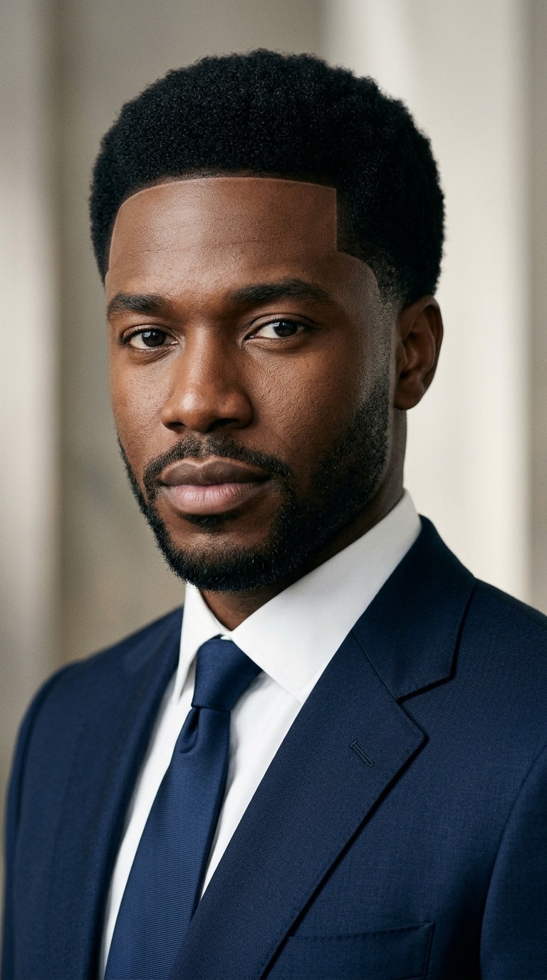 Short Afro with Sharp Line-Up