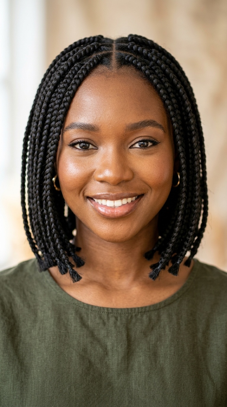 Short Bob Box Braids with Burned Ends