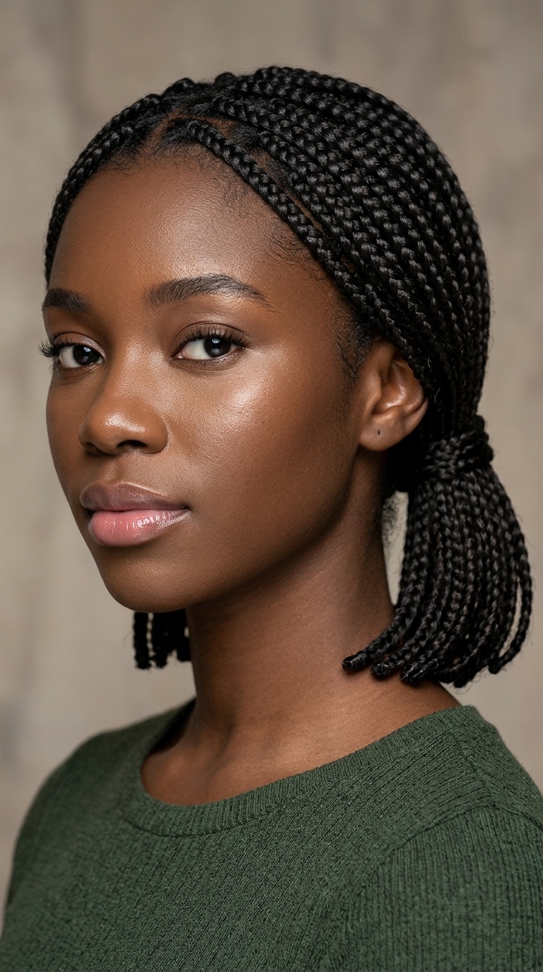 Short Bob-Length Braided Ponytail