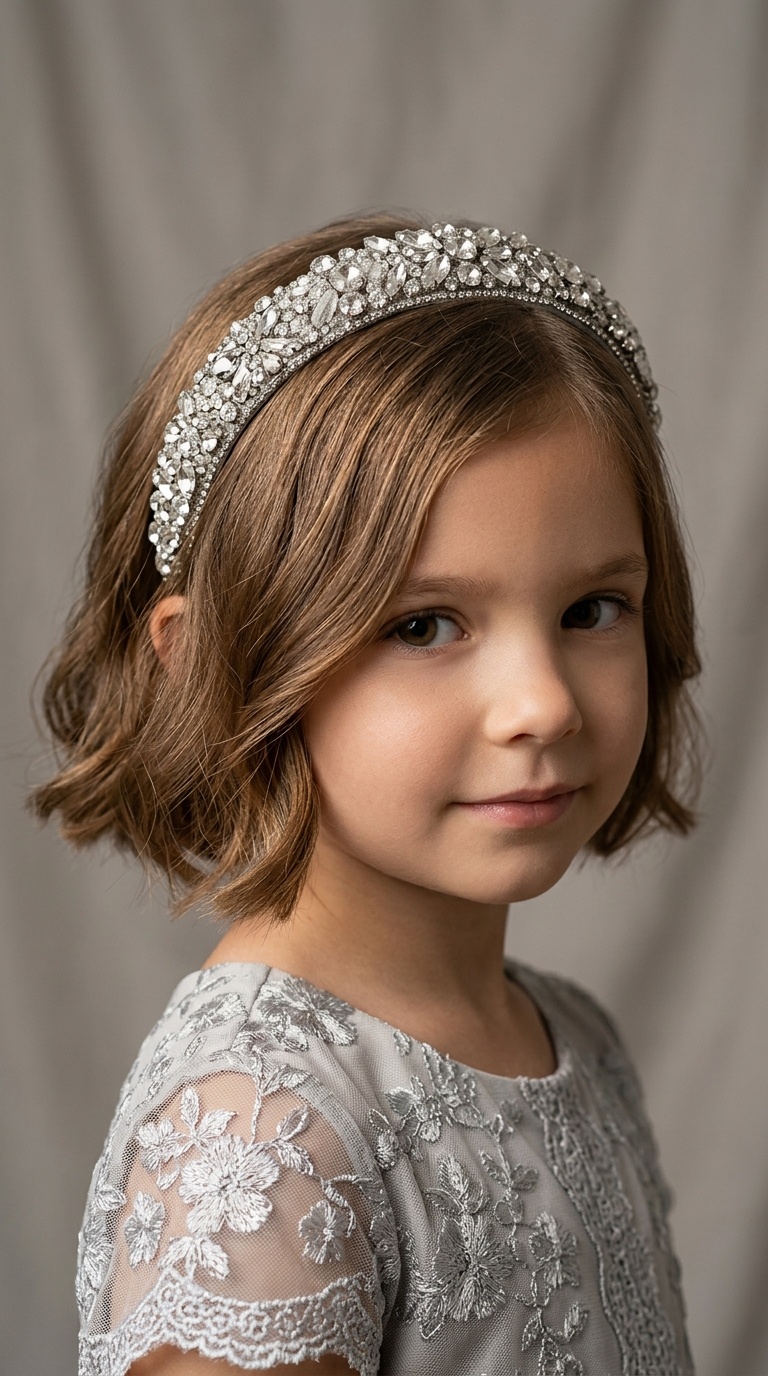 Short Bob with a Jewel-Encrusted Headband
