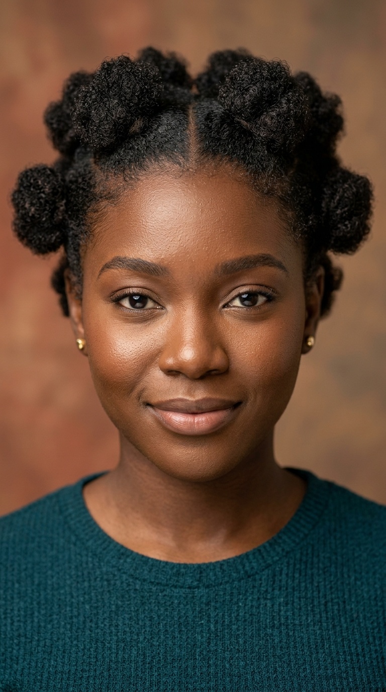 Short Natural Hair Mini Puffs