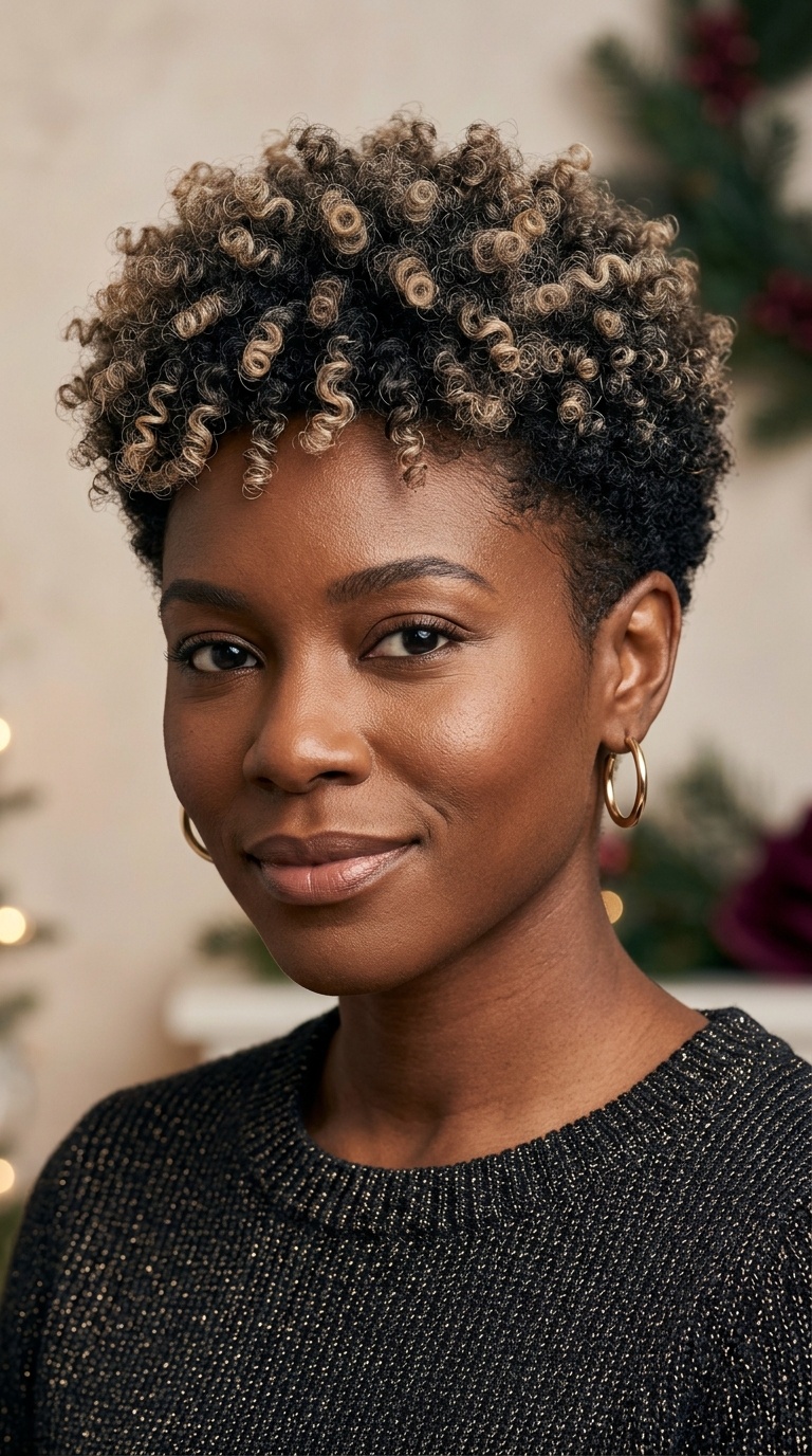 Short Tapered Afro with Frosted Tips