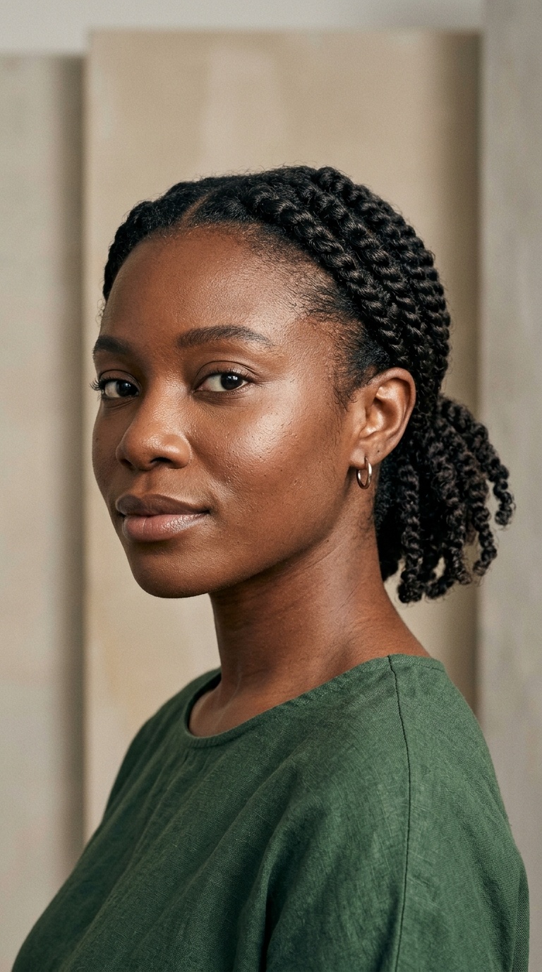 Short Twisted Low Ponytail