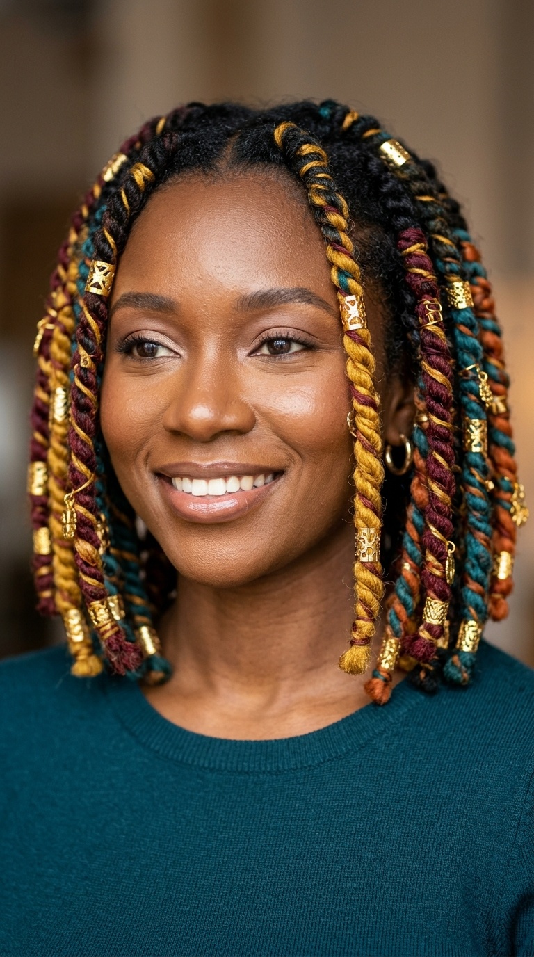 Shoulder-Length Bob with Gold Cuffs