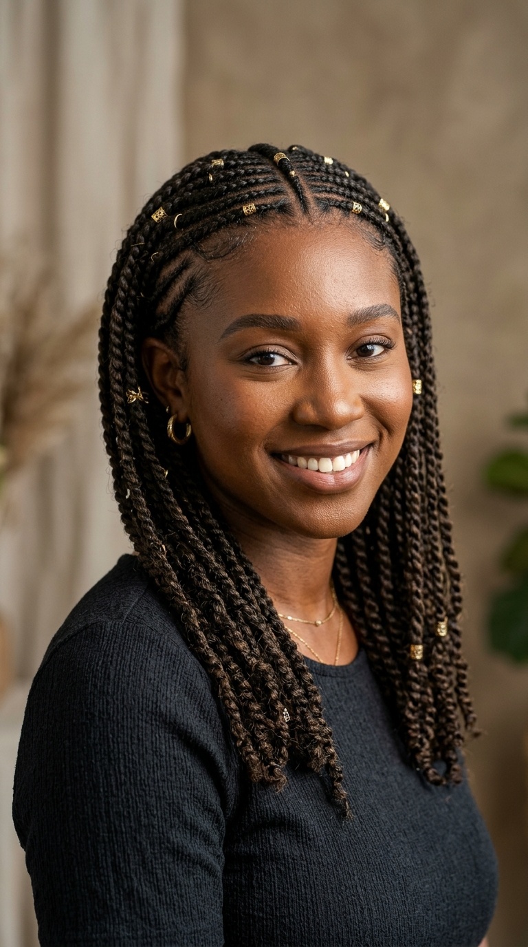 Shoulder-Length Fulani Braids