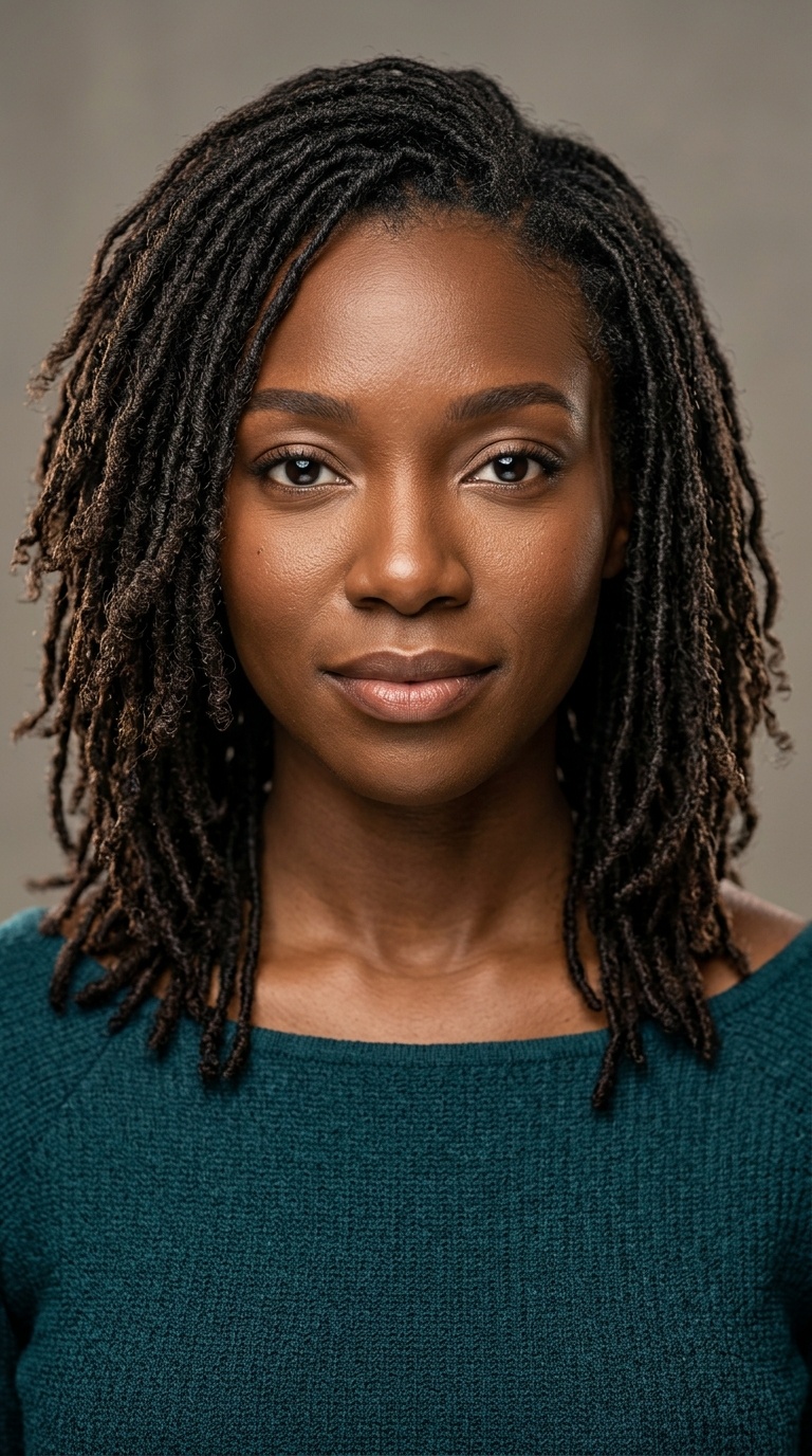 Shoulder-Length Layered Sisterlocks
