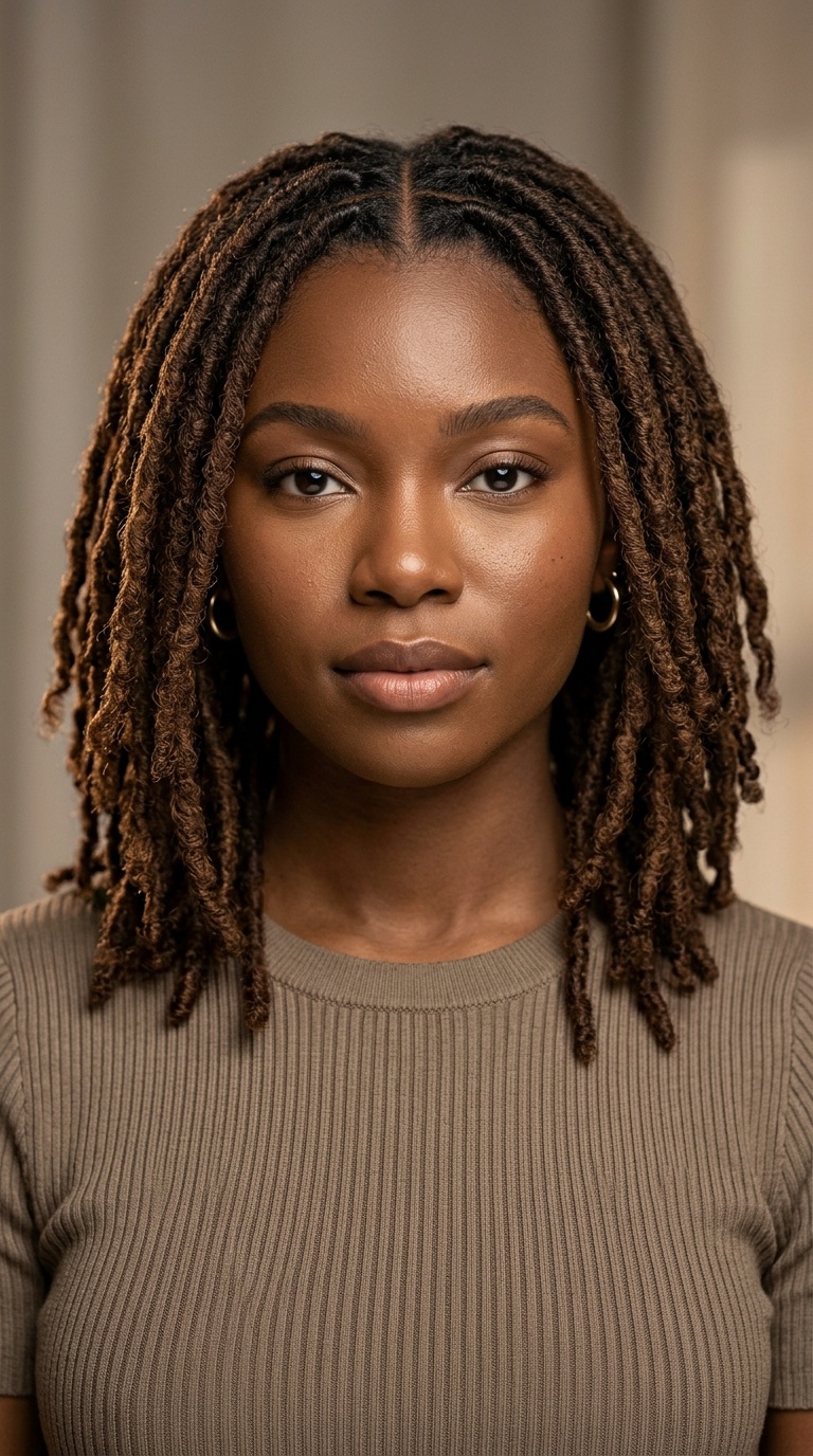 Shoulder-Length Mid-Part Locs