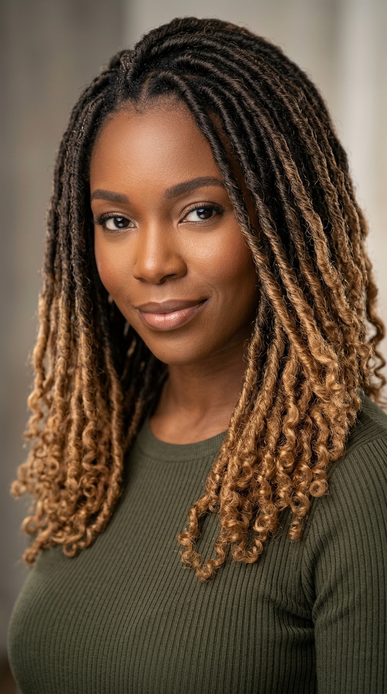Shoulder-Length Ombre Locs