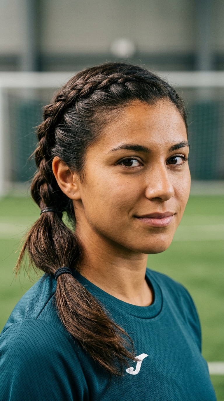Side Braid into Low Ponytail