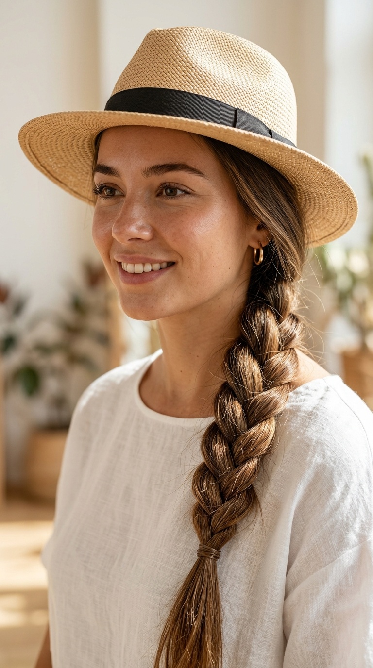 Side Braid with Hat