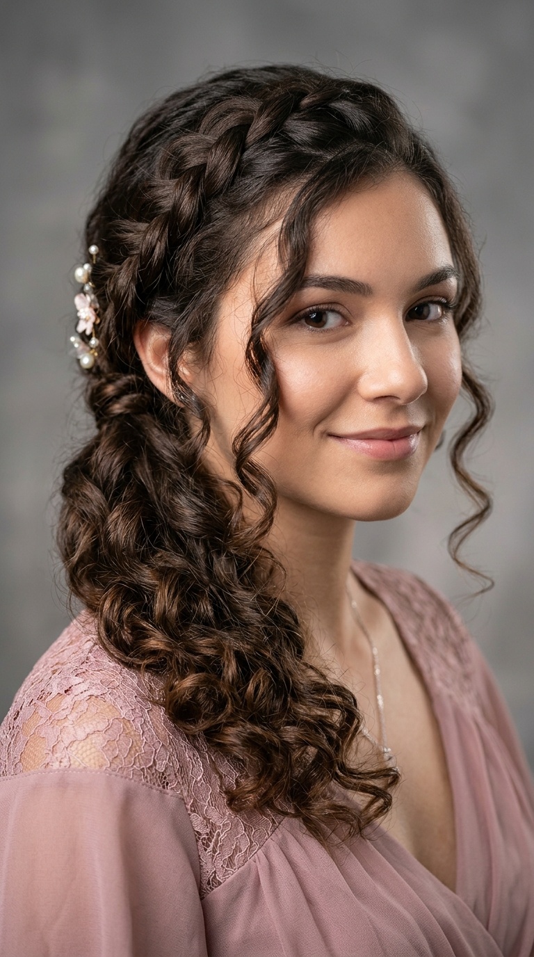 Side Braid with Loose Ringlets
