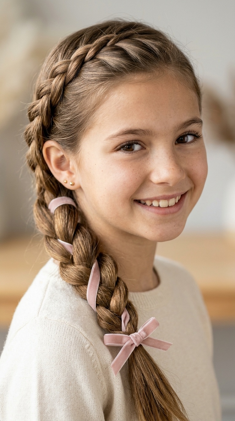 Side Braid with Ribbon
