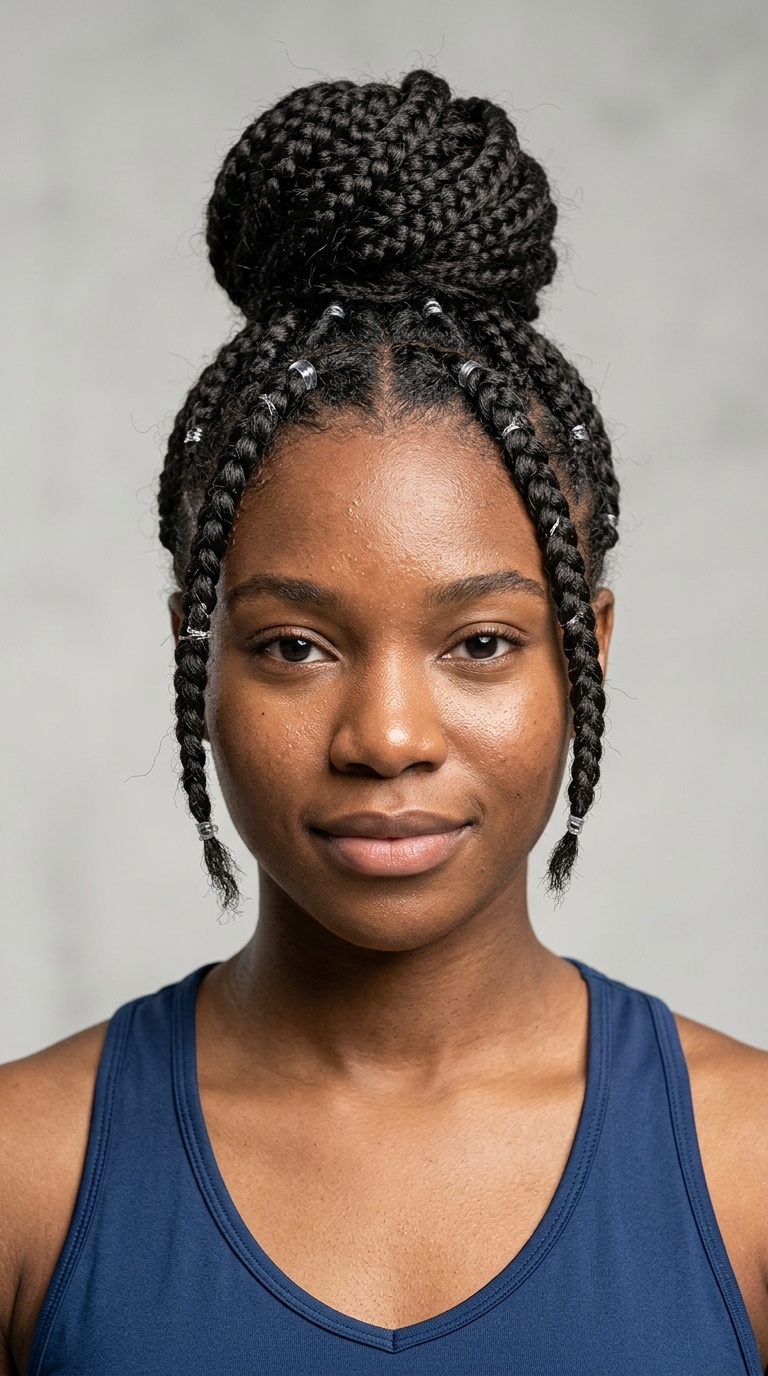 Side Braided Accents with Bun
