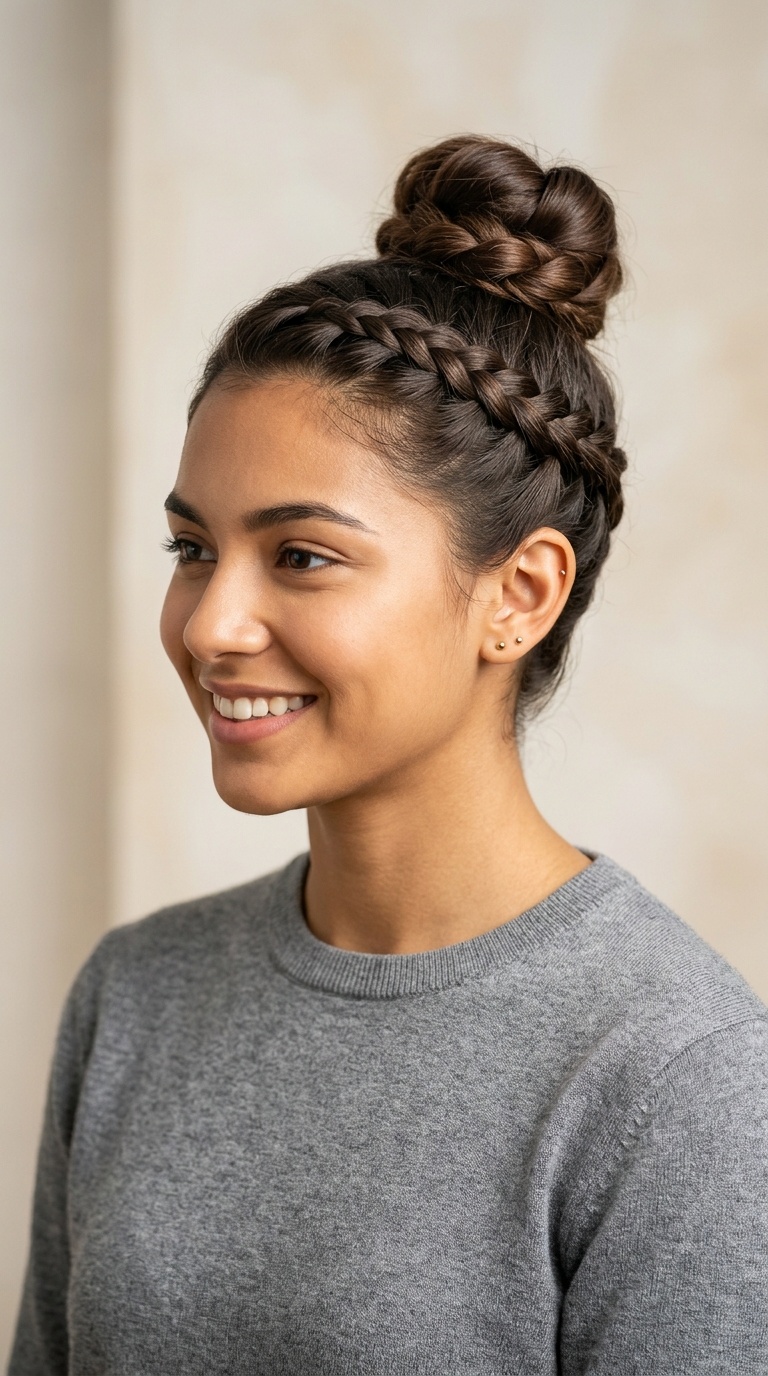 Side-Braided High Bun