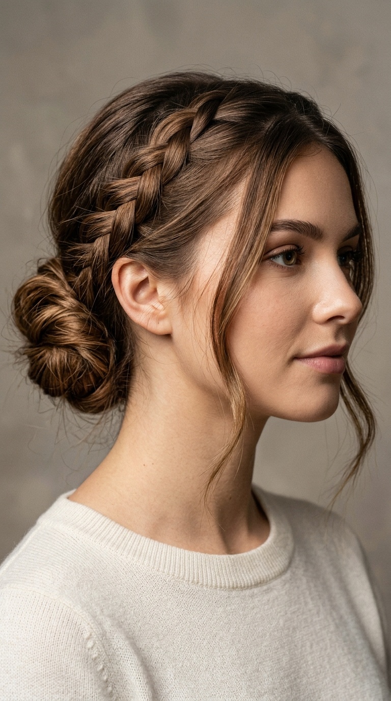 Side-Braided Low Bun