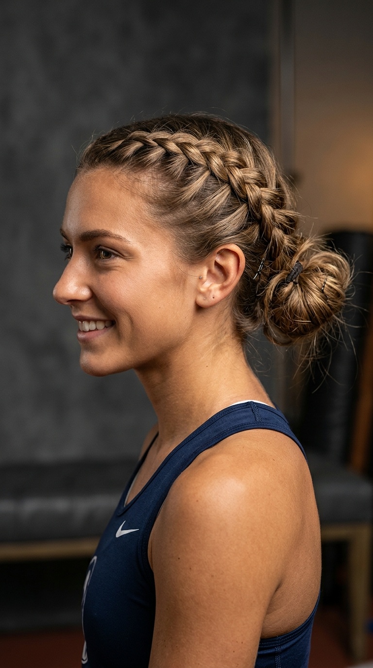 Side Dutch Braid to Messy Bun
