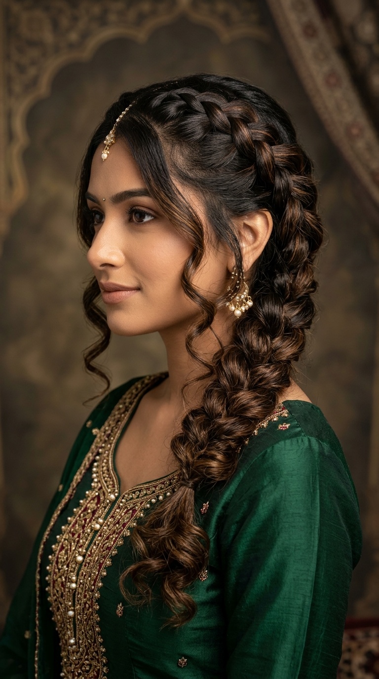 Side Dutch Braid with Curls