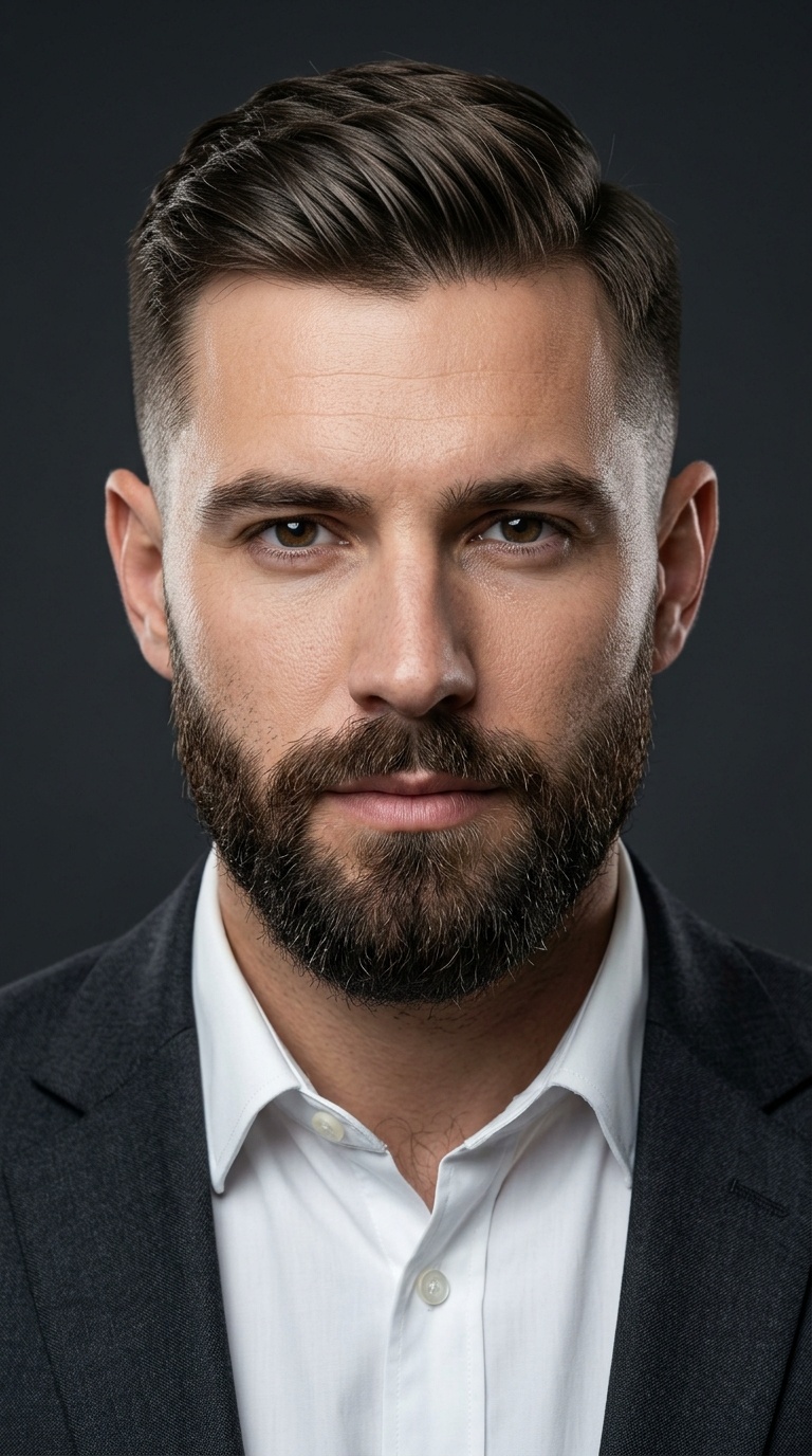 Side Part Fade with Professional Beard