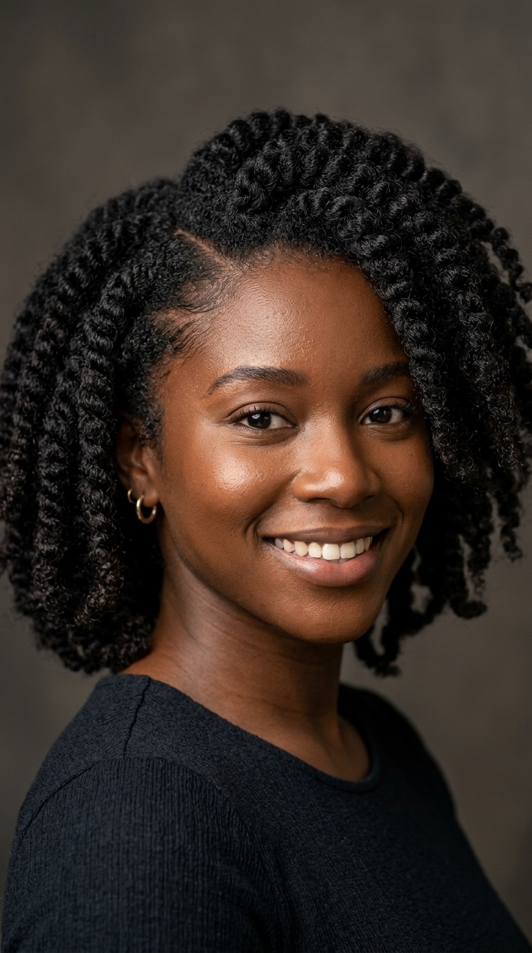 Side-Part Twist Out with Volume