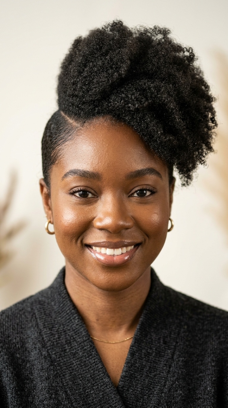 Side-Parted Afro Puff