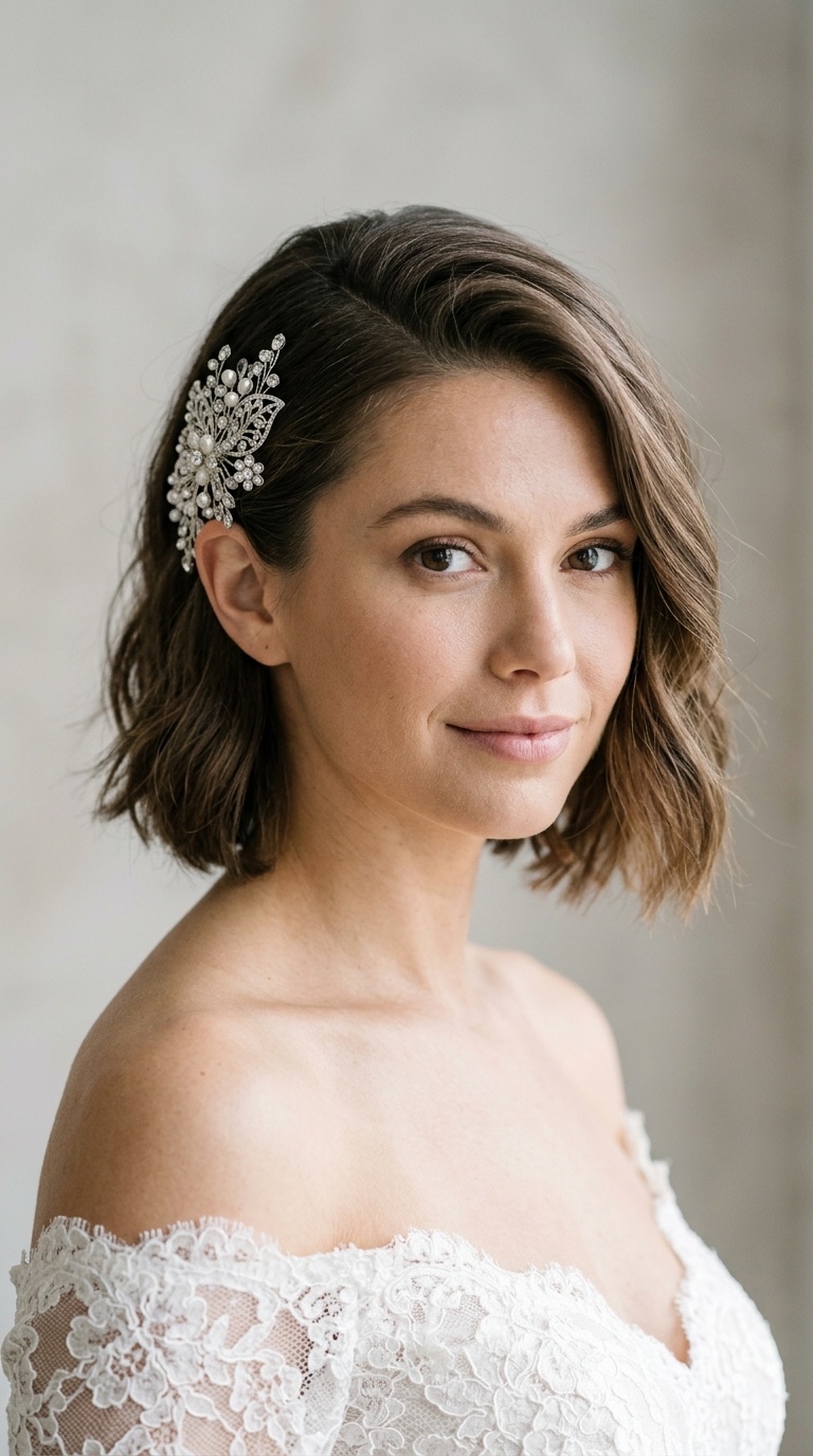 Side-Parted Bob with a Sparkly Comb