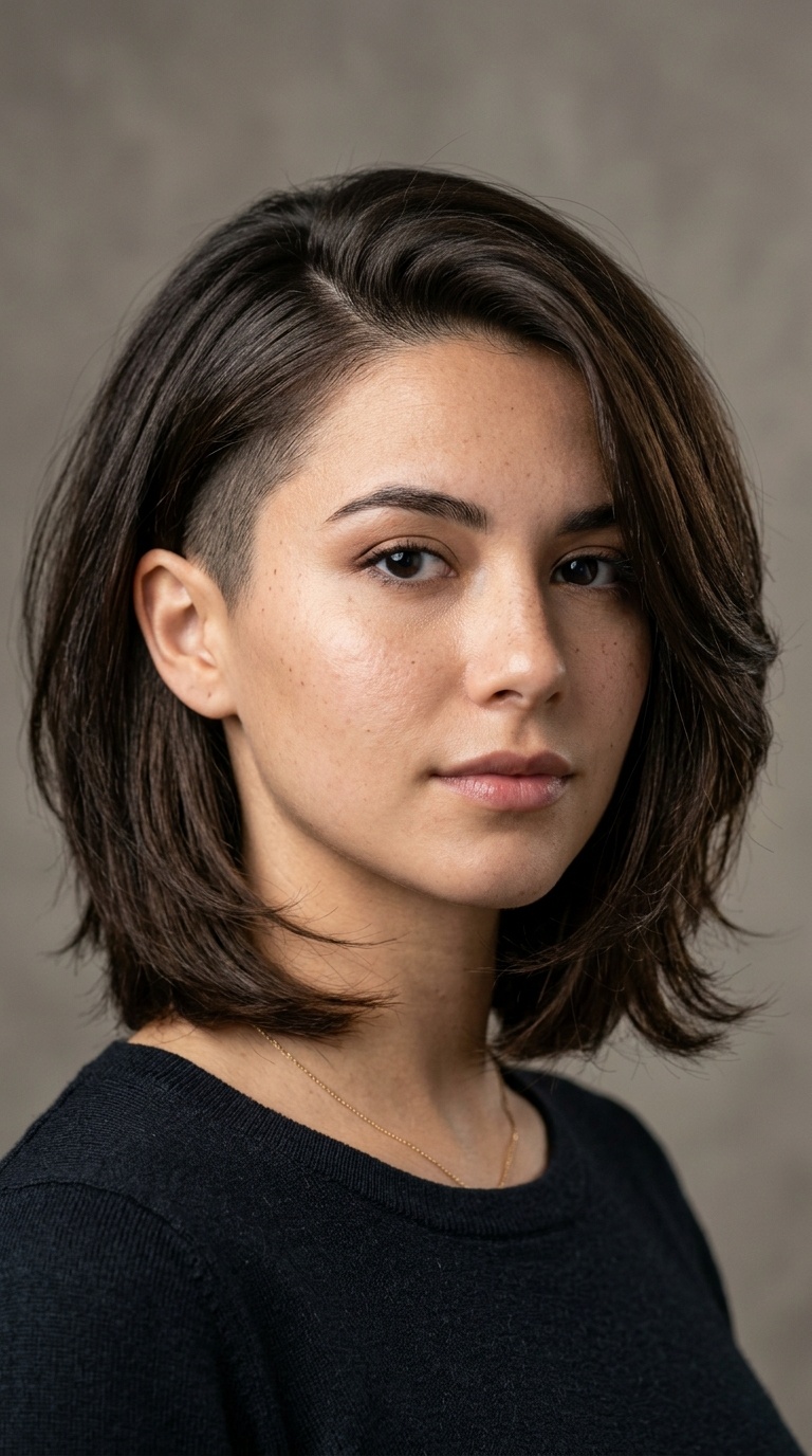 Side-Parted Bob with Undercut and Long Layers