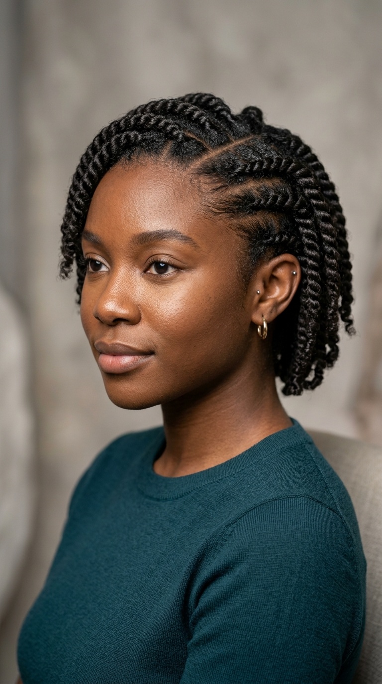 Side-Parted Flat Twists