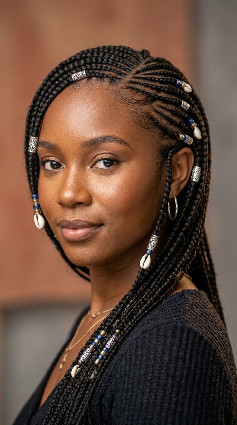Side-Parted Fulani Braids