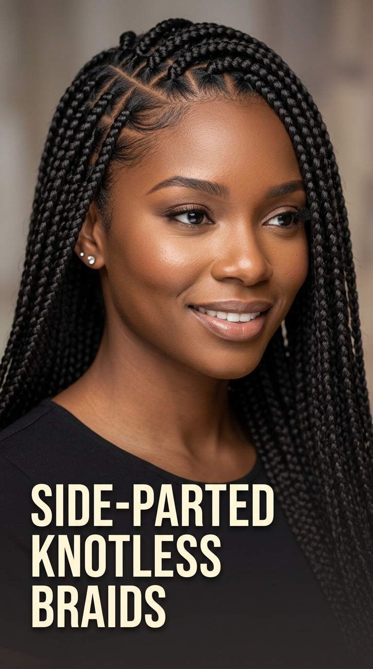 Side-Parted Knotless Braids