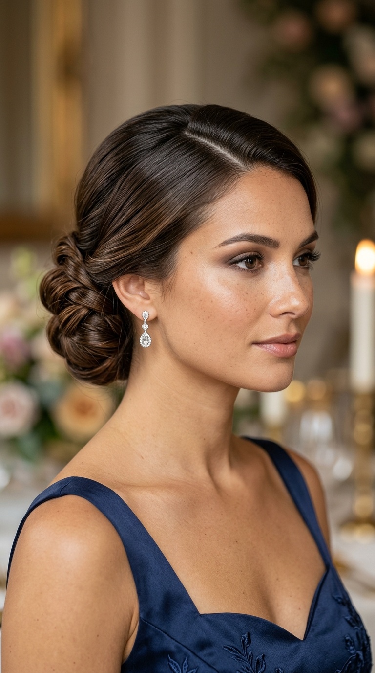 Side-Parted Low Bun