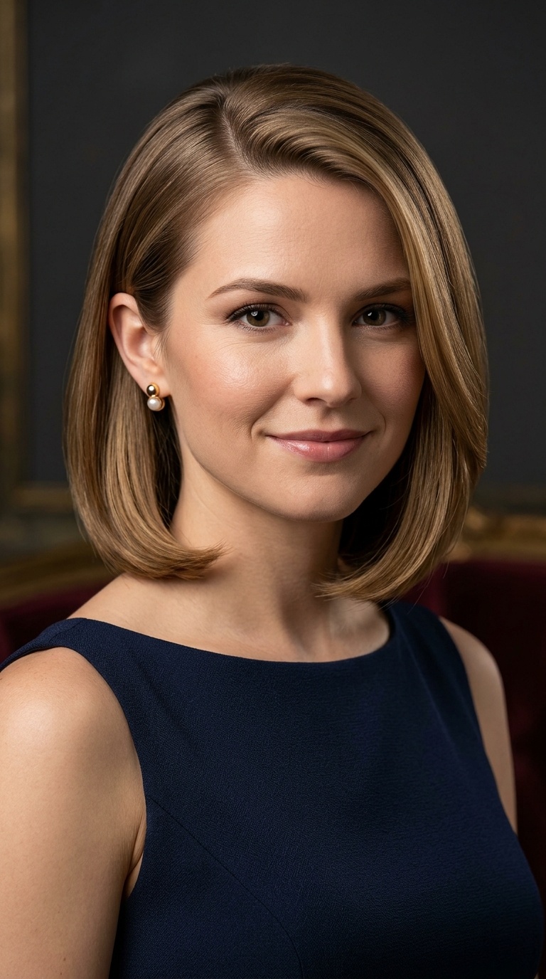 Side-Parted Smooth Bob